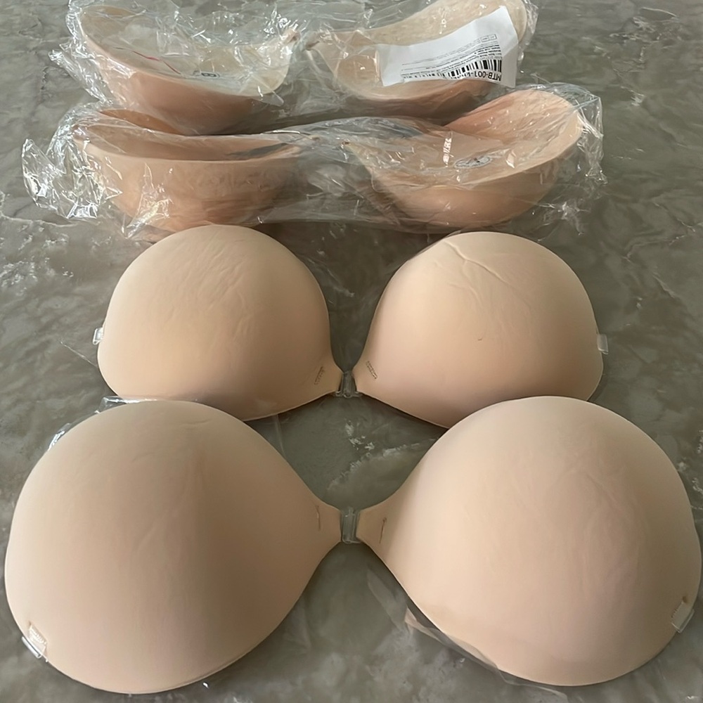 NWT Silicone sticky bra pad inserts 2.5” thick adds 2 cups from A or B to C or D